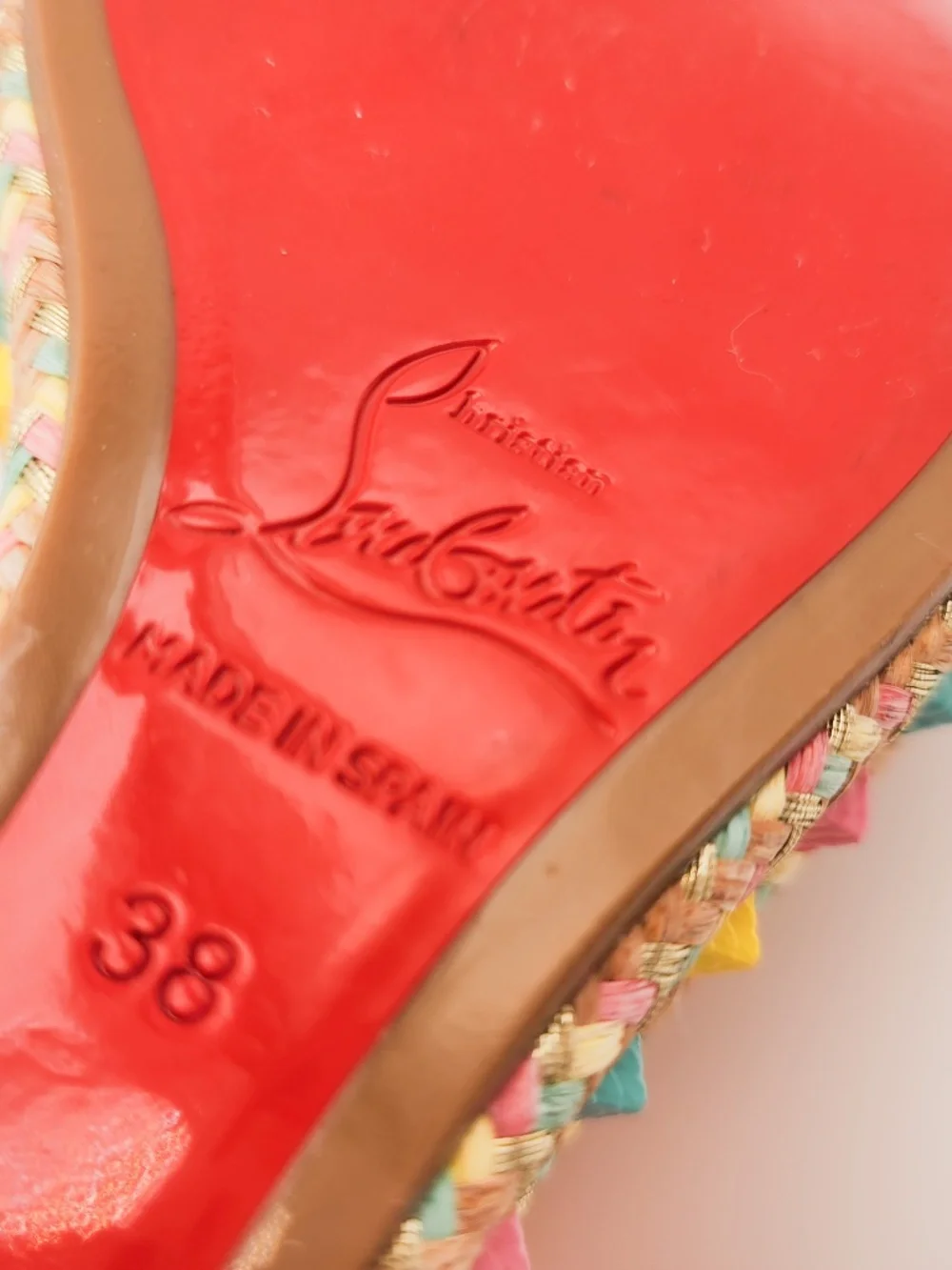 Christian Louboutin Suede Pink Pastel Studded Wedge Platform Sandals EU 38 - Picture 7 of 8